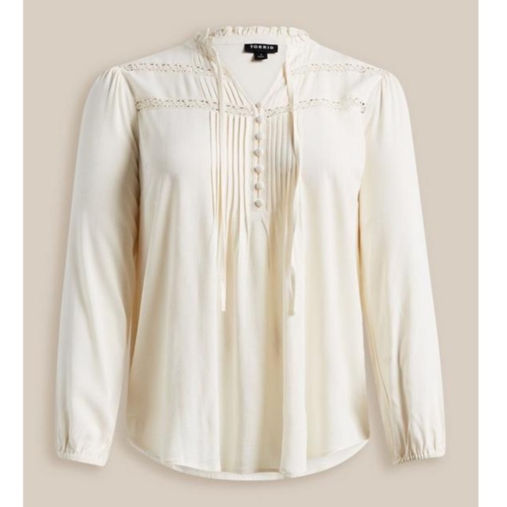 TORRID NWT Rayon Slub Peasant Long Sleeve Top - Picture 4 of 5